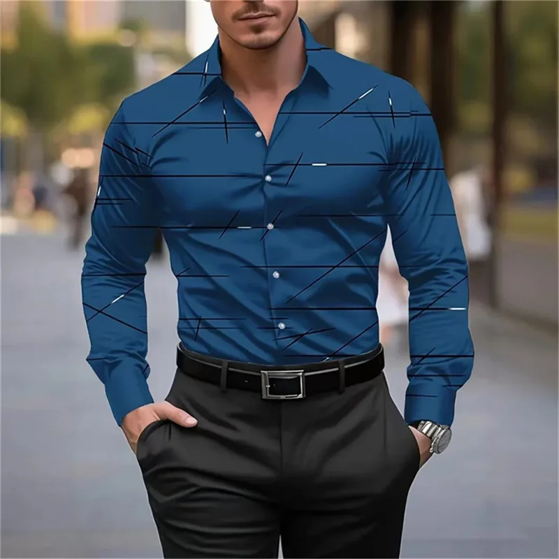 Hawaiian ethnic pattern men's new shirt 3D printing men's long-sleeved shirt flower comfortable lapel top street wear