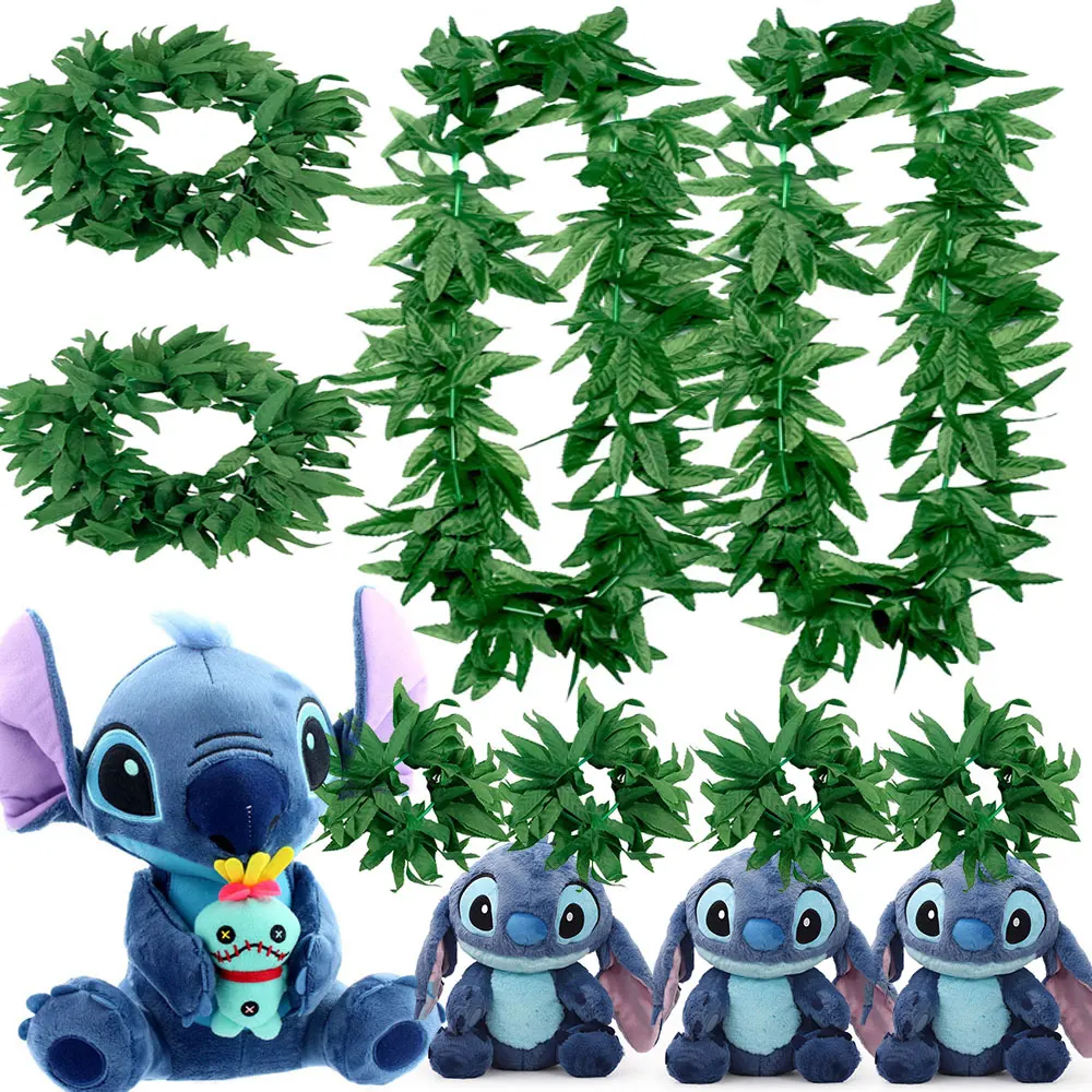 2025 فيلم ستيتش ليلو فستان اكسسوارات أغطية الرأس يترك جارلاند قلادة سوار حفلة الشاطئ Haweii Leis أوراق اصطناعية