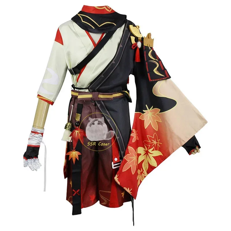 Game Kaedehara Kazuha Cosplay Costume Genshin Impact Cosplay Uniform Wig Halloween Carnival Samurai Costume for Comic Party Men