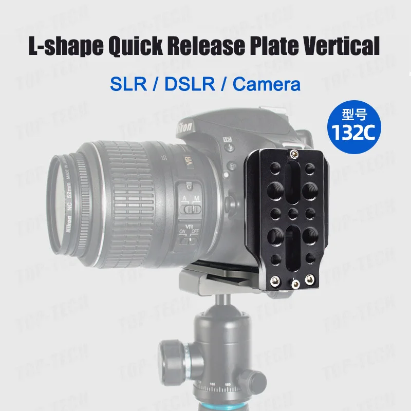 L Shape Quick Release Plate Universal DSLR Camera Tripod Head Mount 1/4 screw Aluminum Vertical Shot Bracket for Canon Nikon