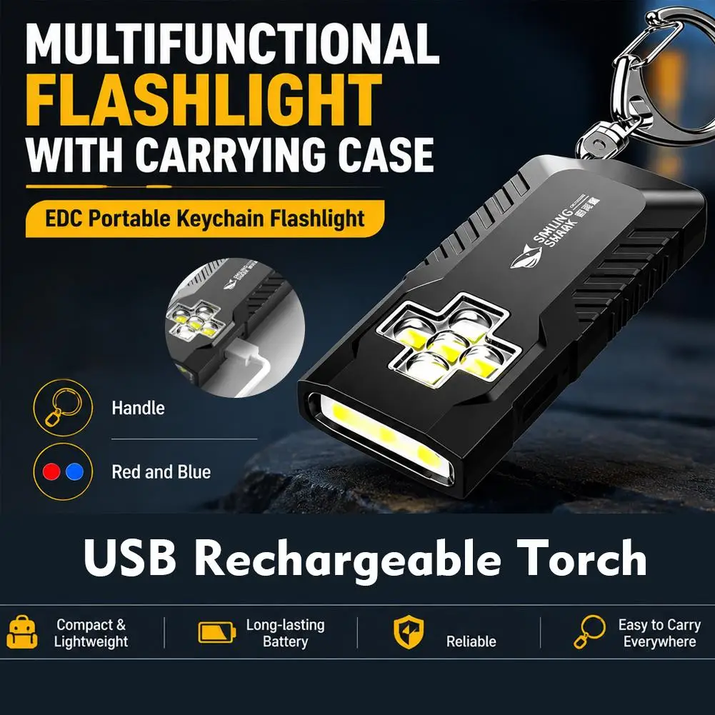 Mini High-Intensity Work Light Keychain Light Pen Clip Design High Brightness Lighting Clip Cap Light USB Fast Charging