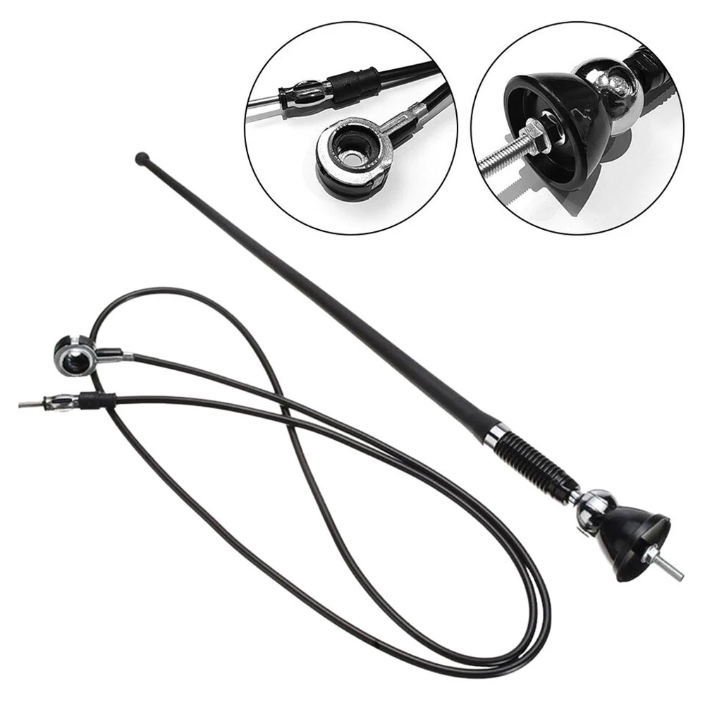 High‑Grade Aluminum Alloy ABS Car Roof Antenna 44cm AM FM VICS Shockproof With 1.3m Cable & Stand view 3