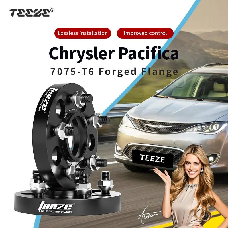 

Teeze 2/4pcs 5x127 CB 71.6mm M12x1.5 Hub Centric Black Forged wheel spacer For Chrysler Pacifica Flange Plate25/30mm