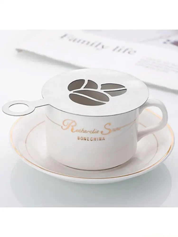 QX2E 4Pcs Metal Coffee Foam Drawing Templates For Cafes And Kitchen