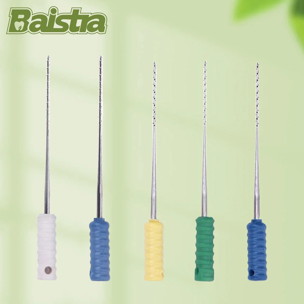 10 Pcs/Pack BAISTRA Dental Barbed Broaches 25mm for Root Cleaning Stainless Steel