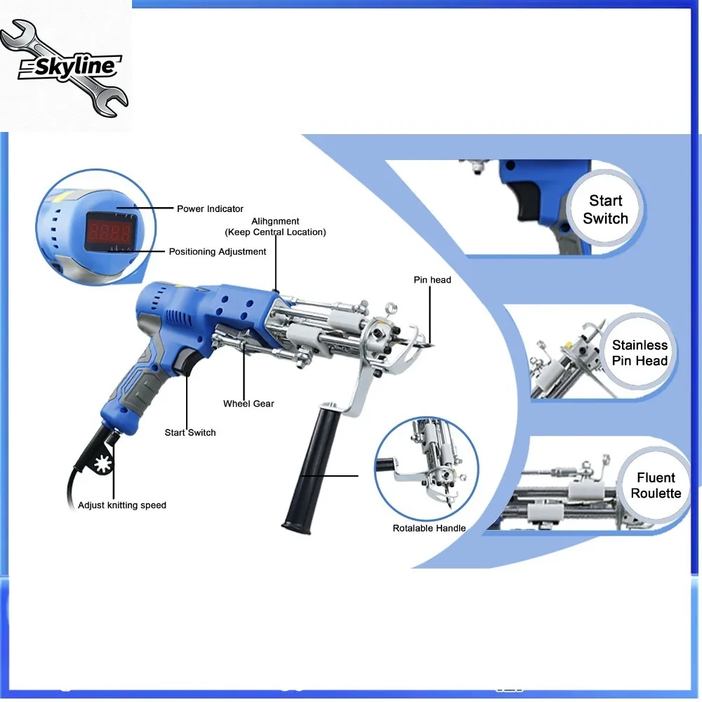 AK-V 2 IN 1 Electric Carpet Tufting Gun Tufting Machine120W with Digital Display and Light Tufting Kit Carpet Weaving Flocking