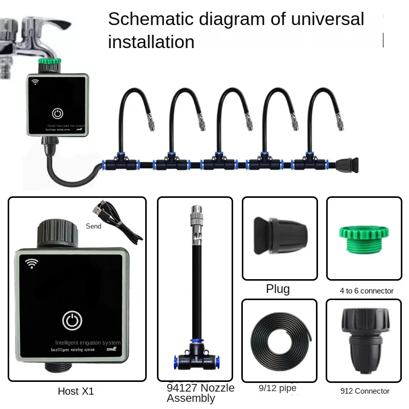 

Tuya WiFi Smart Watering Timer, Drip Irrigation System Set Kit with Hose,Remote Control, Garden Plant, 10m