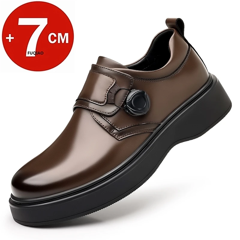 

Invisible 7CM Height Increase Men Formal Casual Shoes Office Commuting Rotating Buckle Dress Shoes Comfortable Elevator Footwear