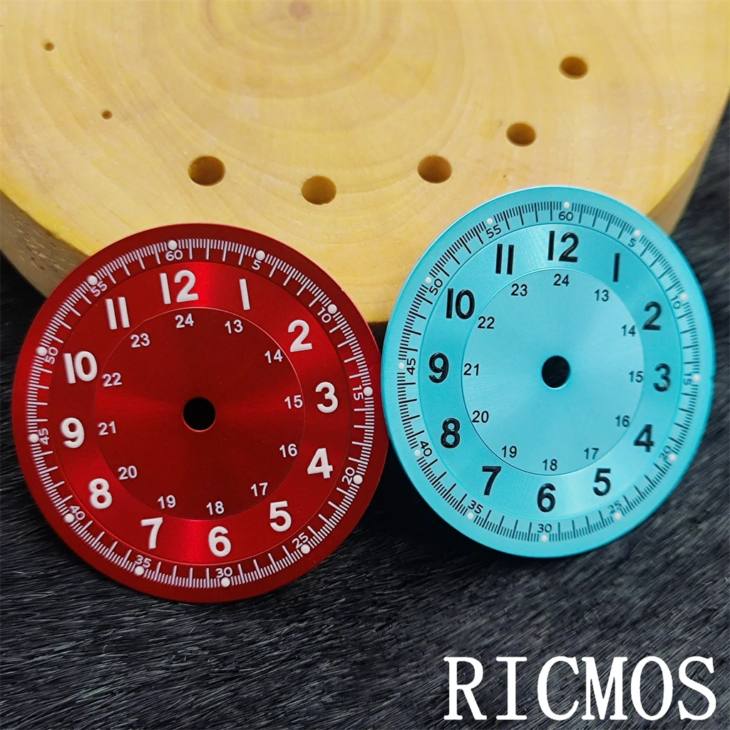 Pilot Field Watch Dial 29mm Fit Red/Ice Blue Numbers Marks NH35 NH36 ETA2824 ST2130 DG2813 Miyota 8215 Automatic Movement