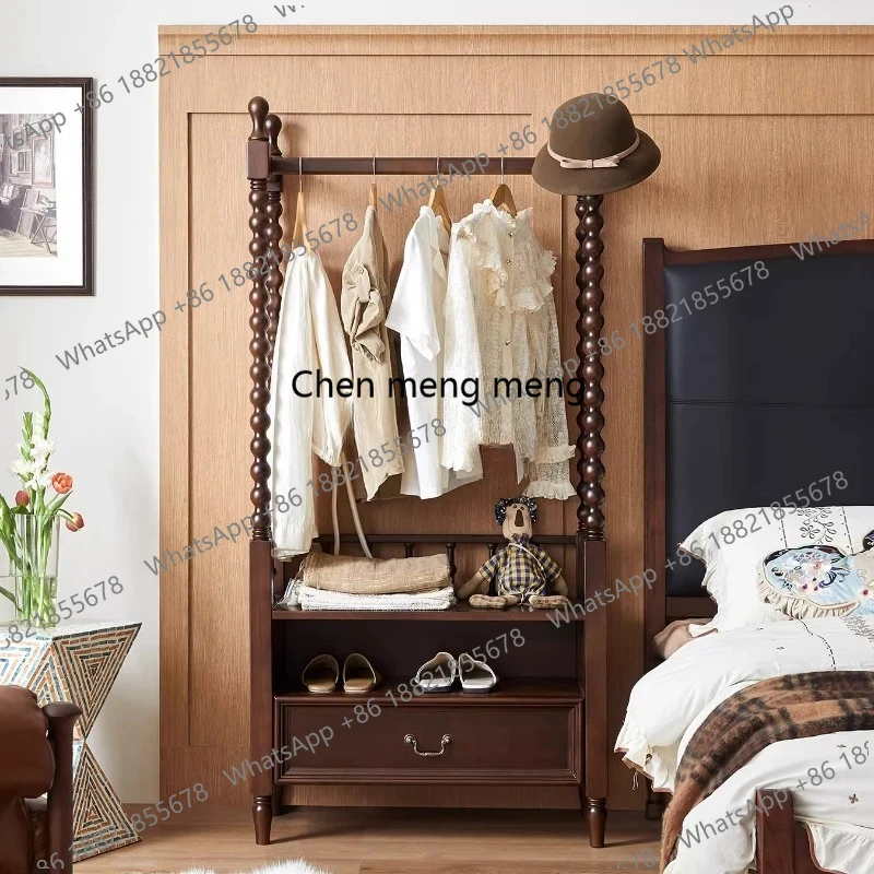 

American retro solid wood hanger French home bedroom floor-to-ceiling bedside artifact