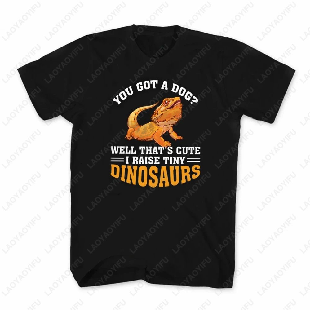 

Мужская хлопковая футболка с забавным бородатым драконом и графическим принтом, подарок для любителей ящерицы, лето 2025, уличная одежда унисекс с круглым вырезом и короткими рукавами