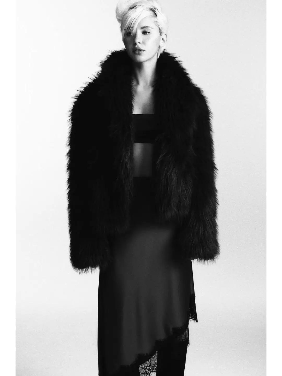 Abrigo con efecto de piel Artificial para mujer, chaqueta con cuello hacia abajo, prendas de vestir exteriores de Otoño Invierno, abrigo con cuello abatible Sli