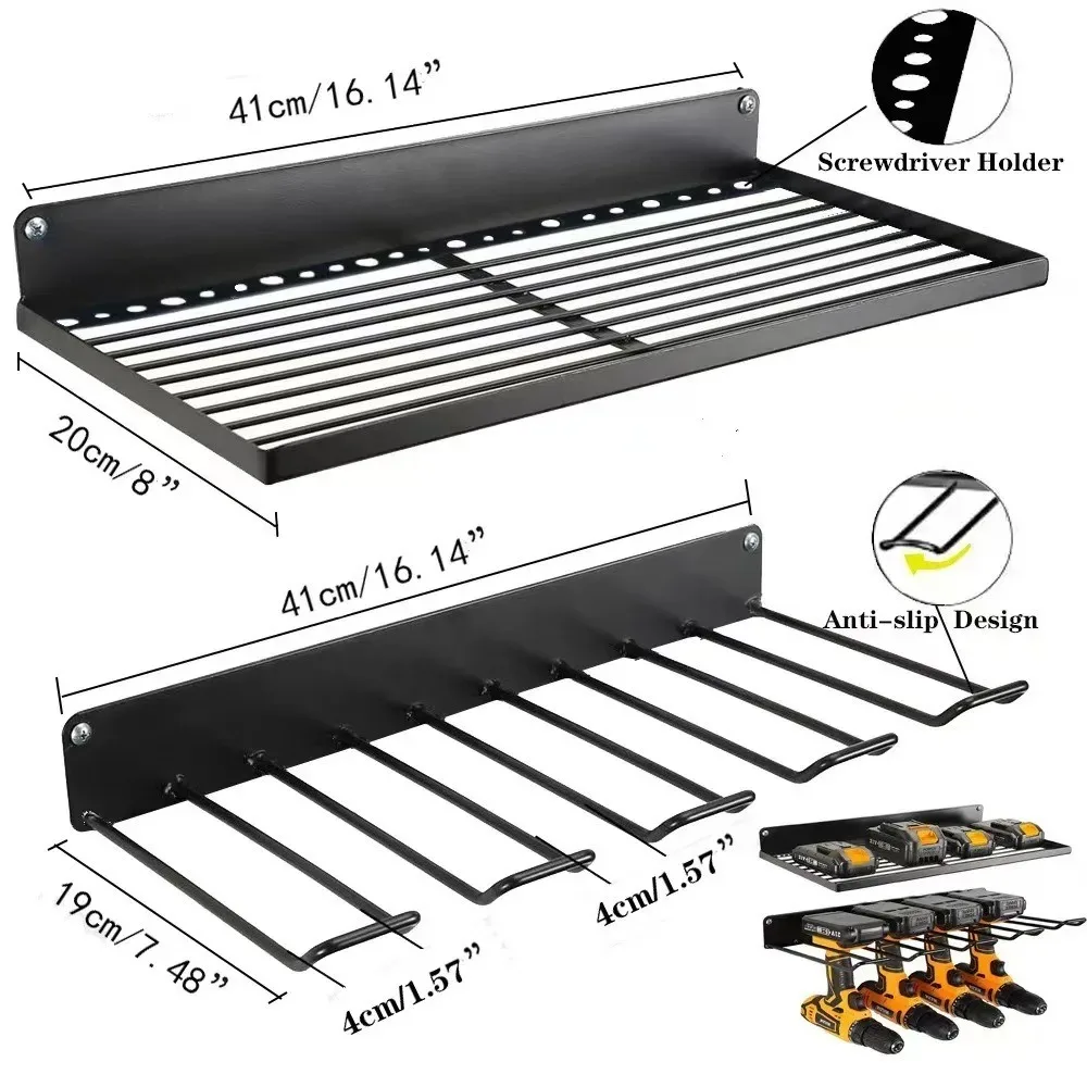 Power Tool Rack Electric Drill Screwdriver Tool Storage Shelf Wall Mounted Tools Organizer Simply Garage Charger Storage Holder