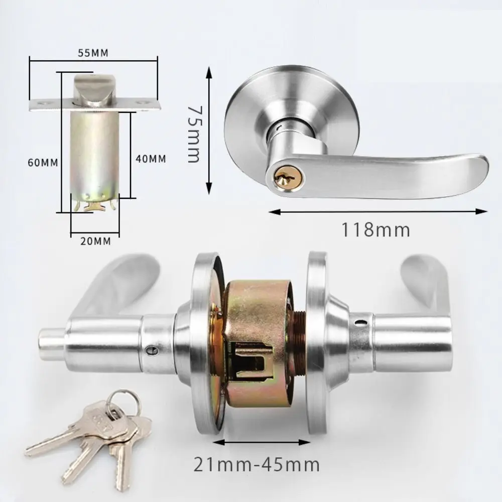 Interior Reversible Door Lock Lever Straight Lever with Round Trim Privacy Door Handle Satin Brass Finish Easy To Install