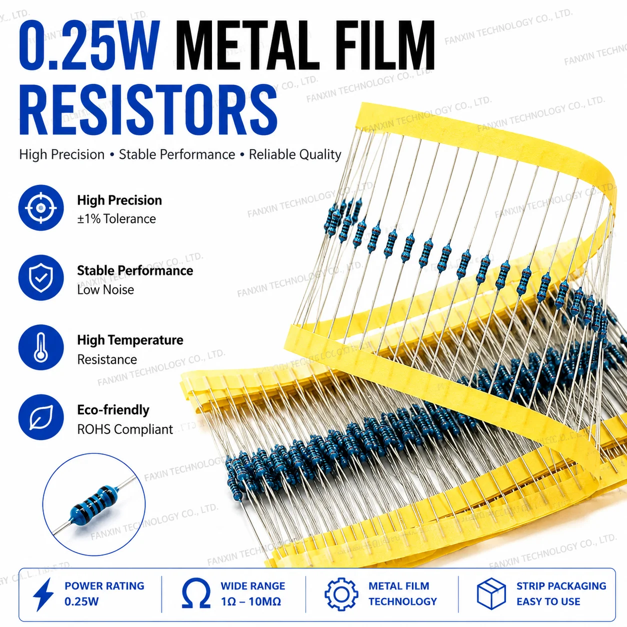 100Pcs 1/4W 1% Metal Film Resistor Kit 0Ω-22M Ohm Assorted Set 0 2.2 10 100 150 220 330 470 1K 2.2K 4.7K 10K 100K 470K 1M 10M