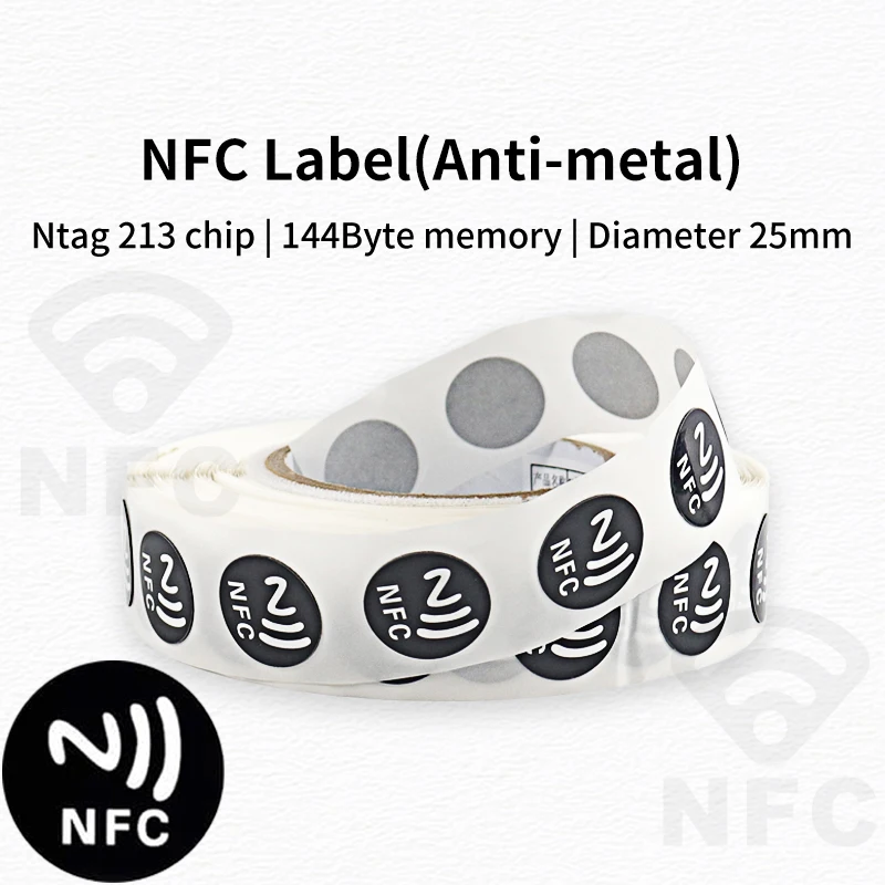 Ntag213 Tags Anti Metal 25mm Diameter Rewritable Adhesive Label for TagMo NFC-Enabled Smartphones