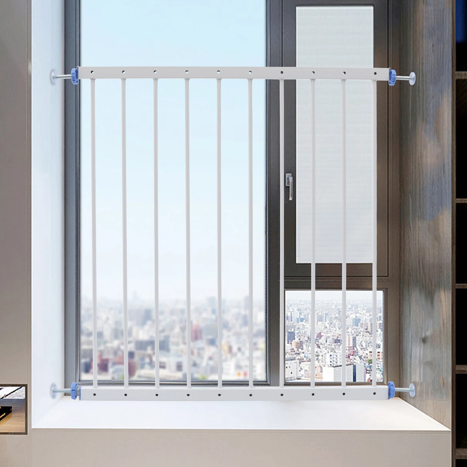 Baby Window Safety Guard, Iron Frame, Narrow Spacing, Silicone Covers, Easy Installation, Impact-Resistant Design