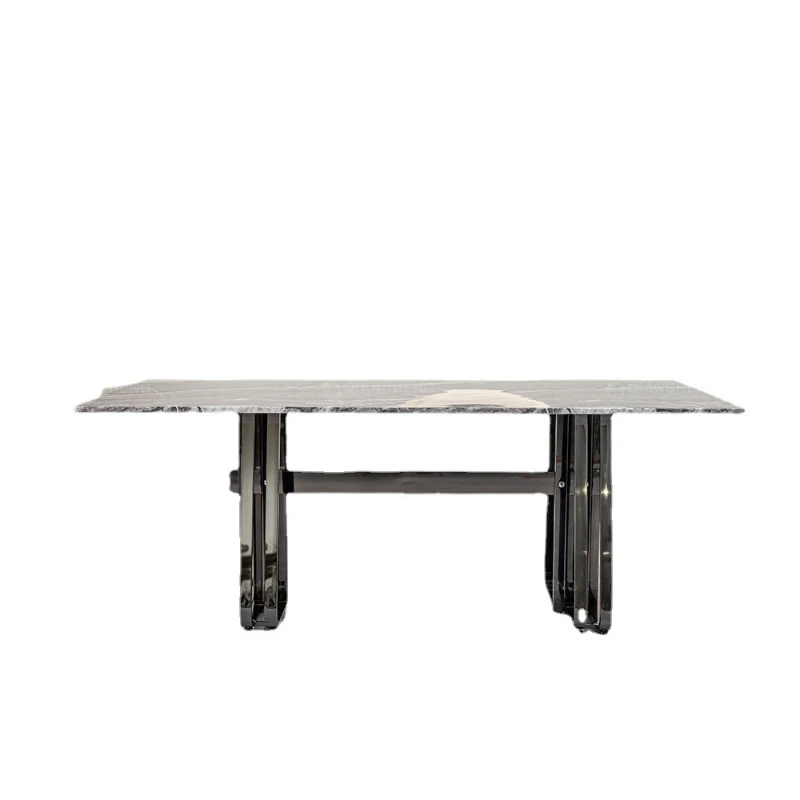 

Light luxury marble dining table rectangular dining household designer high-end table dining and chair combination