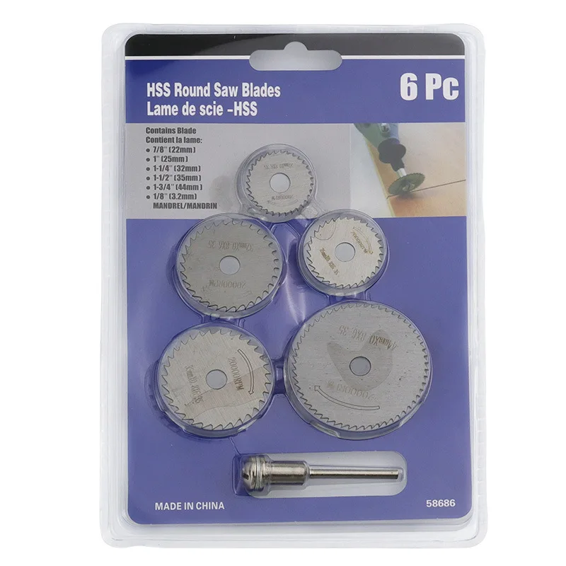 6pcs(22-44mm) High Speed Steel Circular Saw Blade Set For Wood Plastic Aluminum Cutting Disc Rotating Drilling Tool Accessories