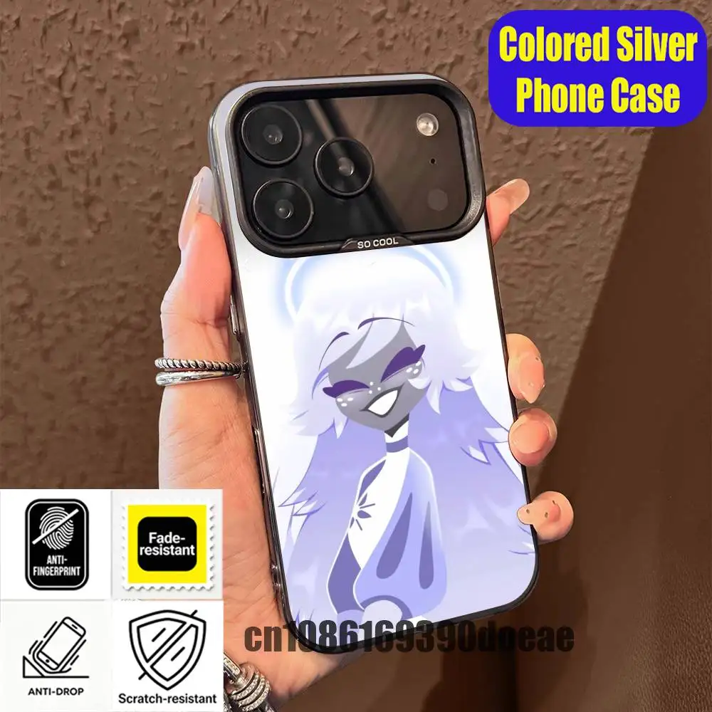 For Emily H-HazbinS Phone Case iPhone 15,16,12,14,13,17,11,E,Pro,Max,Plus,Air,Mini Color Silver Custom Cover
