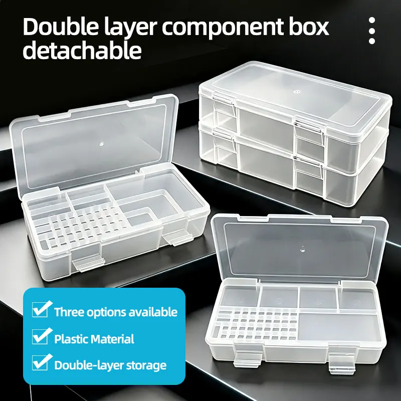 Detachable Double‑Layer Parts Storage Box 3 Options Plastic Screw Small Component Organizer for Cell Phone Repair