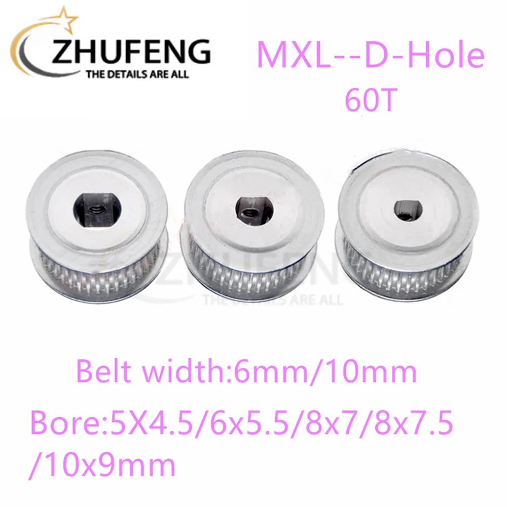 

MXL Timing Pulley 60T Synchronous Wheel D-hole 5x4.5/6x5.5/8x7/8x7.5/10x9mm pitch 2.032mm
