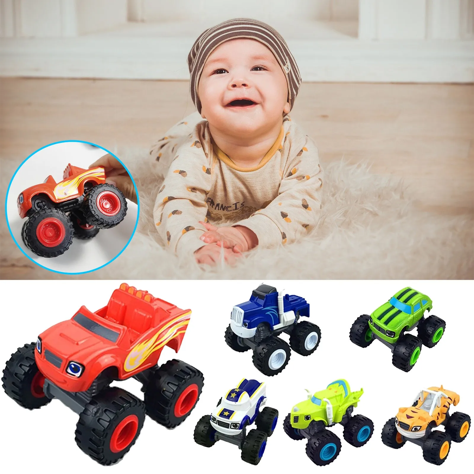 Classic Blaze Cars Model Inertia Diecast Vehicles Racing Figure Blaze Toys for Children Monsters Truck Machines Car Toy Kids