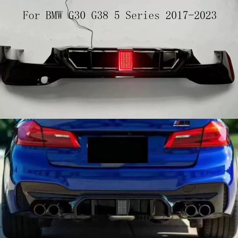 

With Brake Light Splitter Diffuser Kits Spoiler For BMW 5 Series G30 G31G38 M Sport 530i 525i 540i 2017-2023 Car Rear Bumper Lip