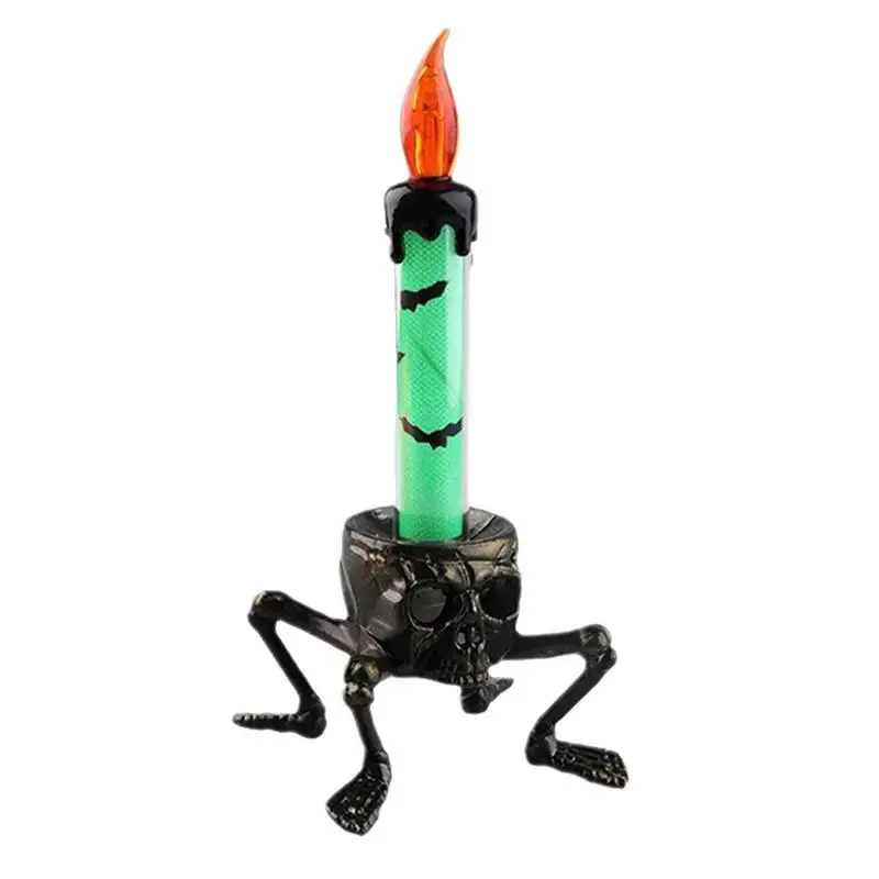 Halloween Skull Light-Up Candle Flameless LED Taper Candle Battery Operated LED Taper Candle Flickering Lights Skull Candles For