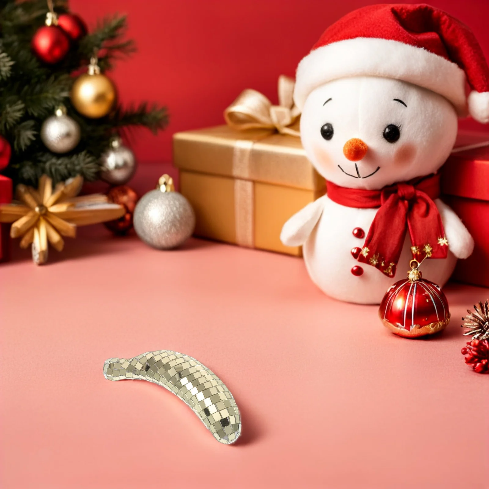 

Mirrored Banana Ornament Retro Disco Style Reflective Tabletop Decor for Home Party Centerpiece Artificial Fruits Decoration