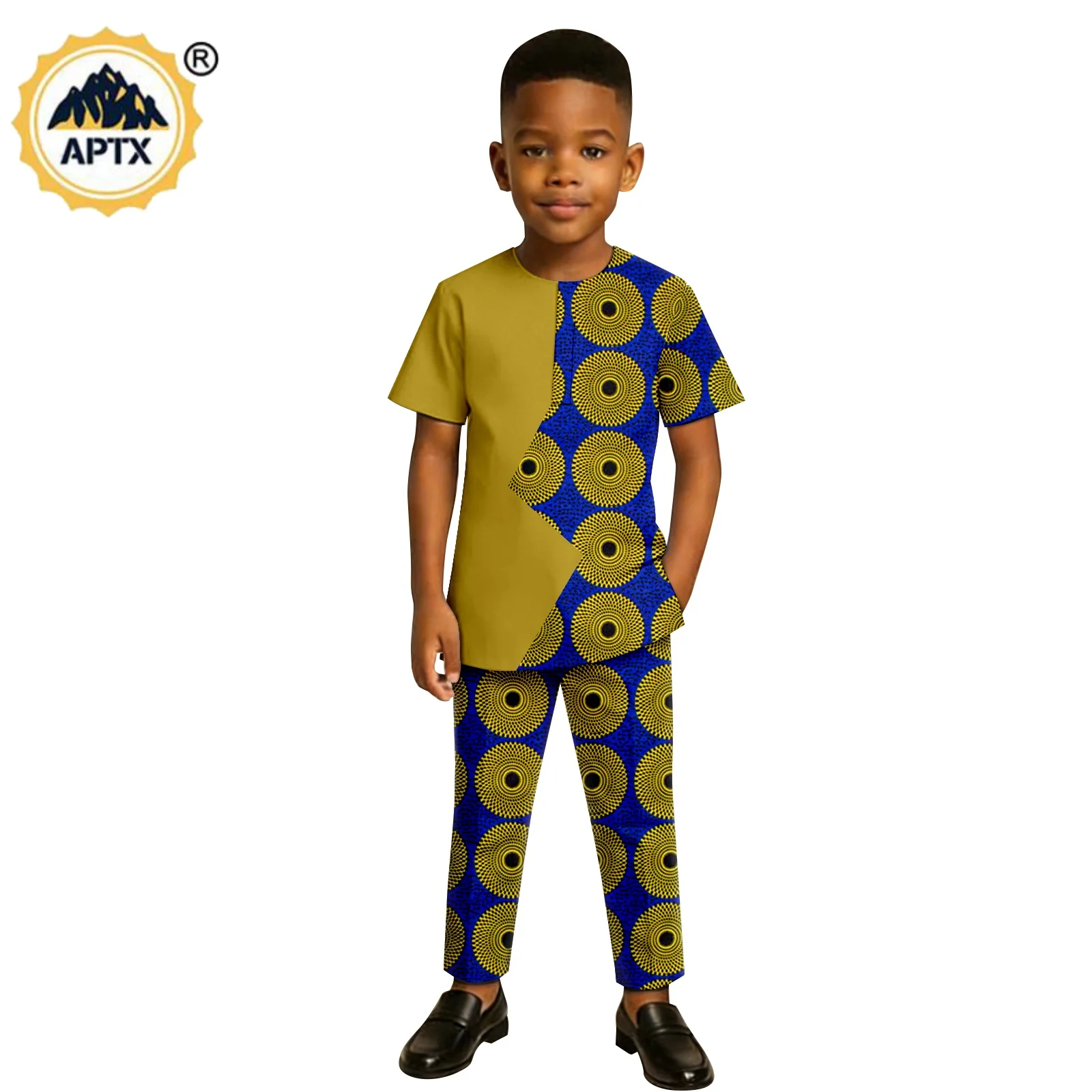 

Комплект детской одежды Dashiki African Boy: топ и брюки с пэчворк-принтом, из ткани Bazin Riche, формальный кафтан, верхняя одежда 2646003