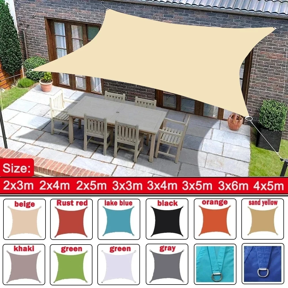 

6X4m Waterproof Large Sun Shelter Sunshade Protection Outdoor Canopy Garden Patio Pool Shade Sail Awning Camping Shade