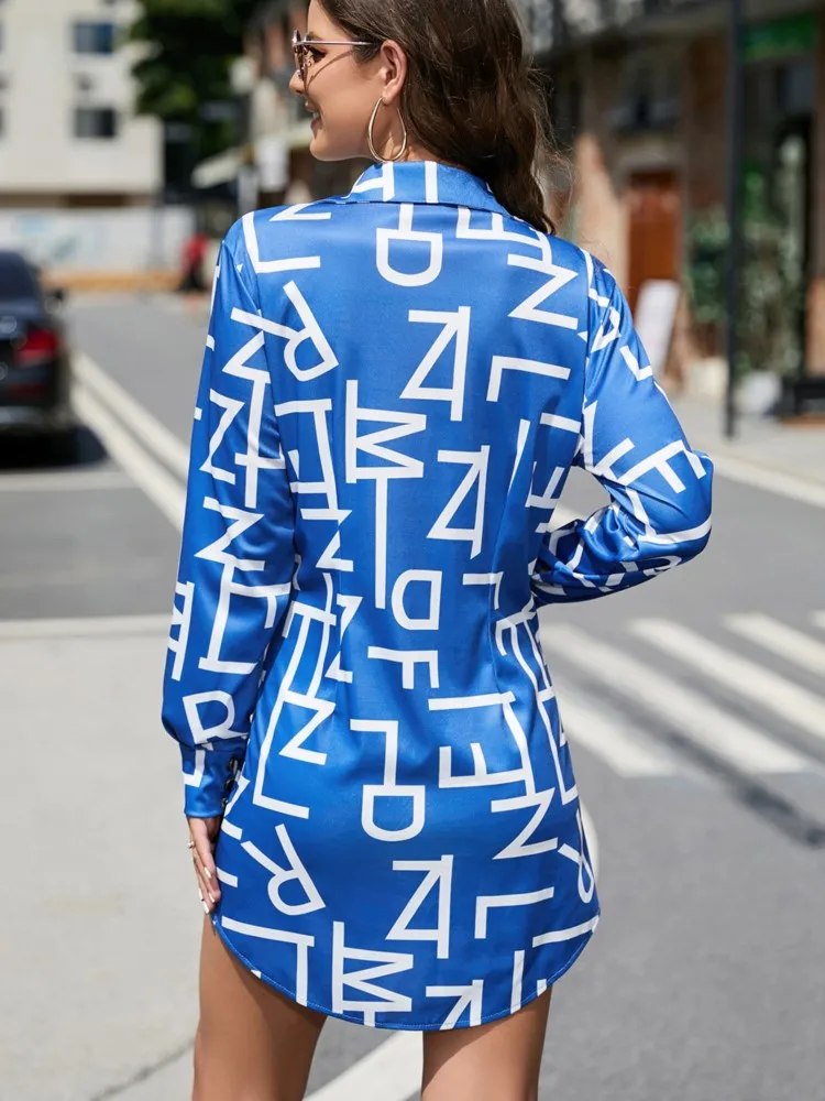 Spring Women's New Arrival Fashionable Printed Dress Waist Button Decorative Shirts Casual Commuter Shirts For Women Clothing