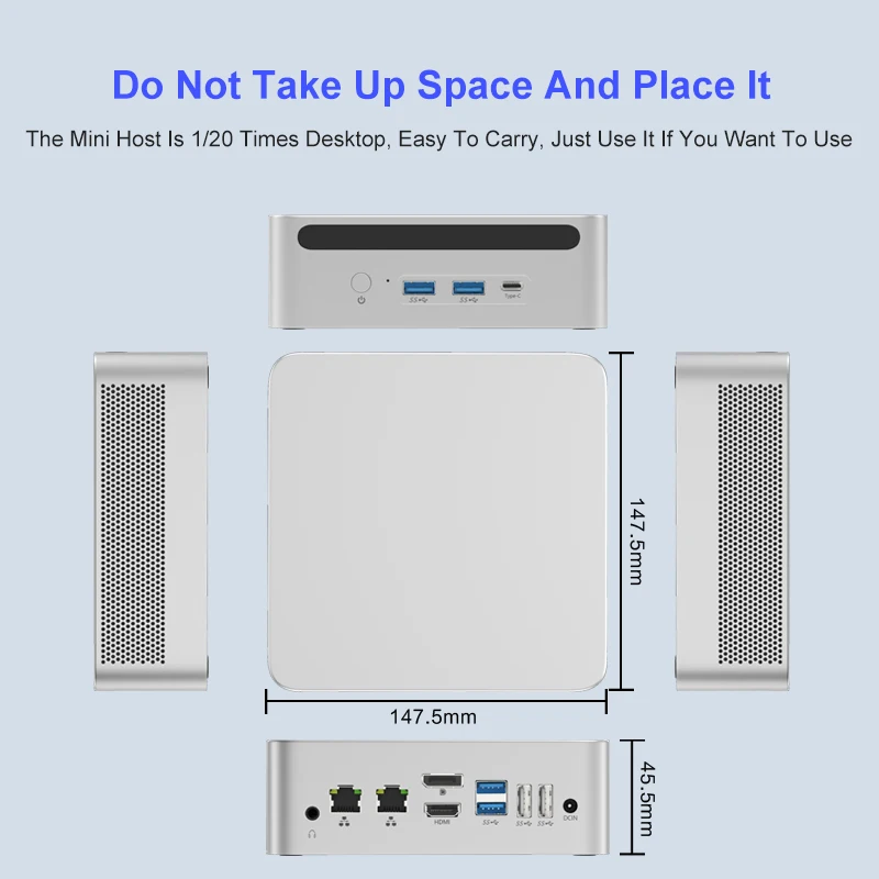 Genmachine Новый мини-ПК Ren12 i7-1255U, 1,7 ГГц до 4,7 ГГц, поддержка процессора M.2 DDR4 WIFI6 Win11 i7 1255U, компьютерный геймер, двойной порт Ethernet