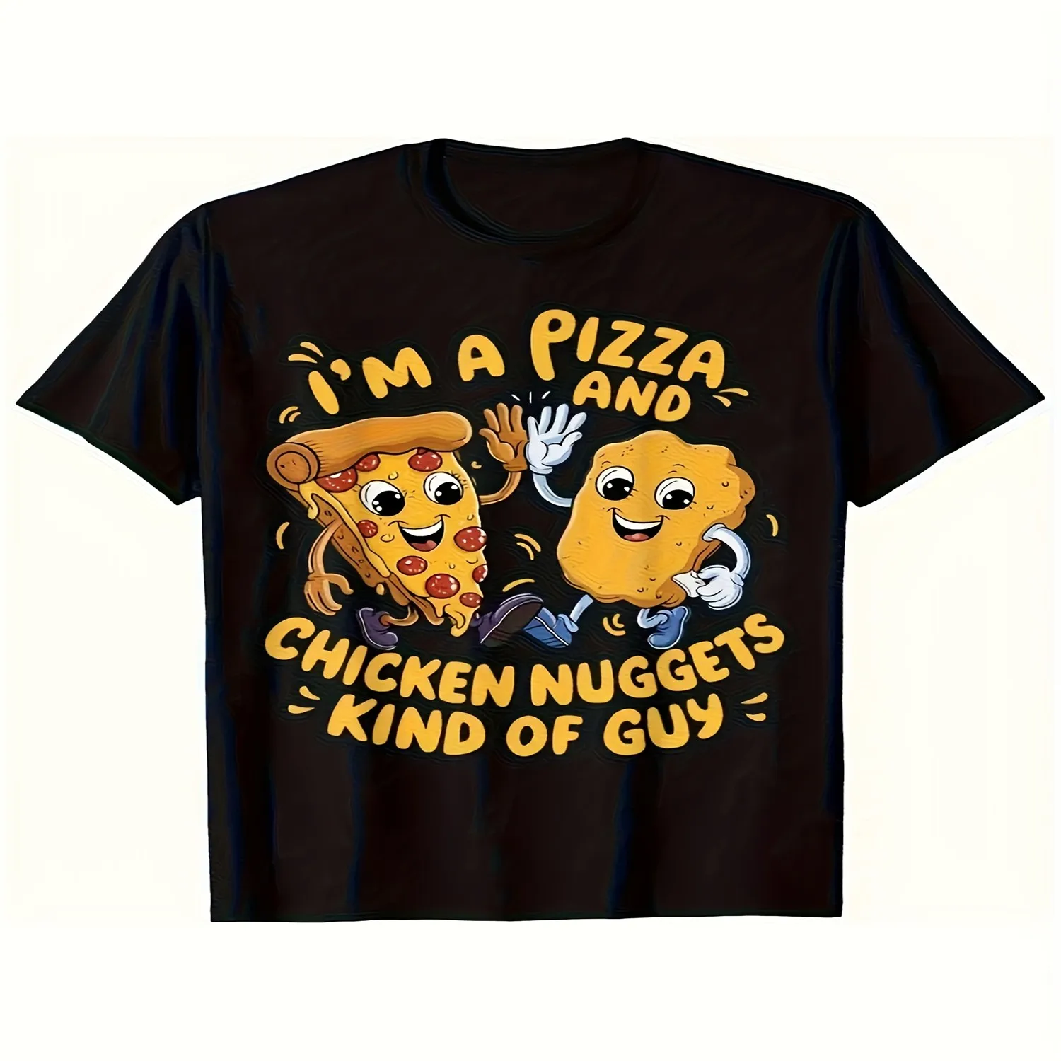 Boy I'm the Pizza and Chicken Nuggets Type Pattern TShirt Soft Breathable Casual TShirt for Teens Fun Food Themed Designs Playful Pizza and Chicken Nuggets Characters All Se A MusBreathable Sweat Unisex tshirt, Graphic tshirt