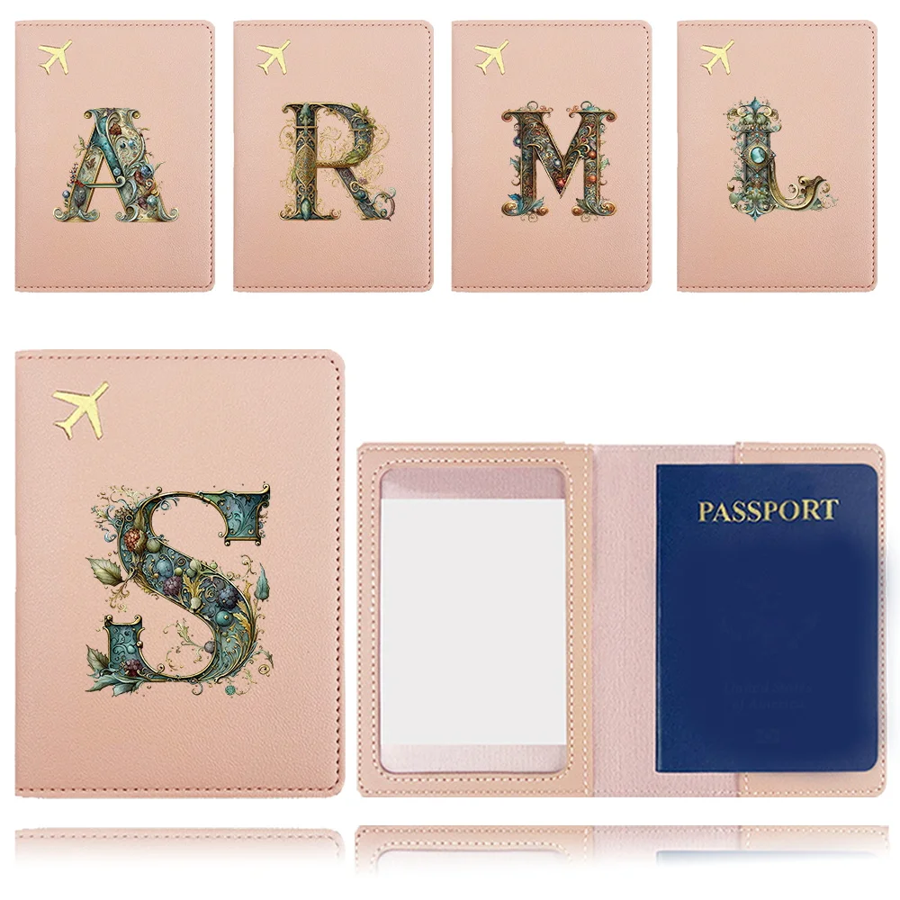 

Travel Portable Passport Case Women Men Credit Card Organizer Cover Graphic Letter Pattern PU Airplane Travel Passport Cover