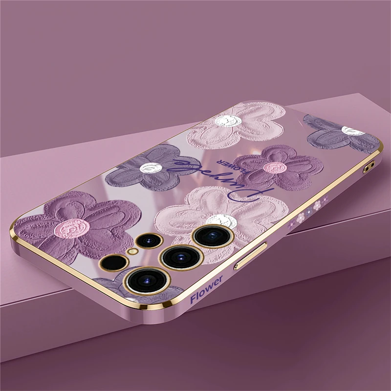 Shockproof Phone Case For Samsung Galaxy S23 Ultra S22 S21 Plus S20 fe S10 NOTE 20 10 8 9 Soft Silicone Painting Flowers Cover