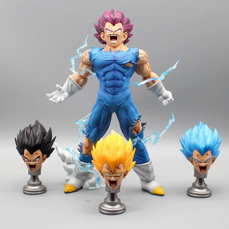 

Dragon Ball Z Majin Vegeta Action Figure Toy 4 Heads with LED Light Anime Ultra Ego Figurine 27cm PVC Statue Model Doll Gift