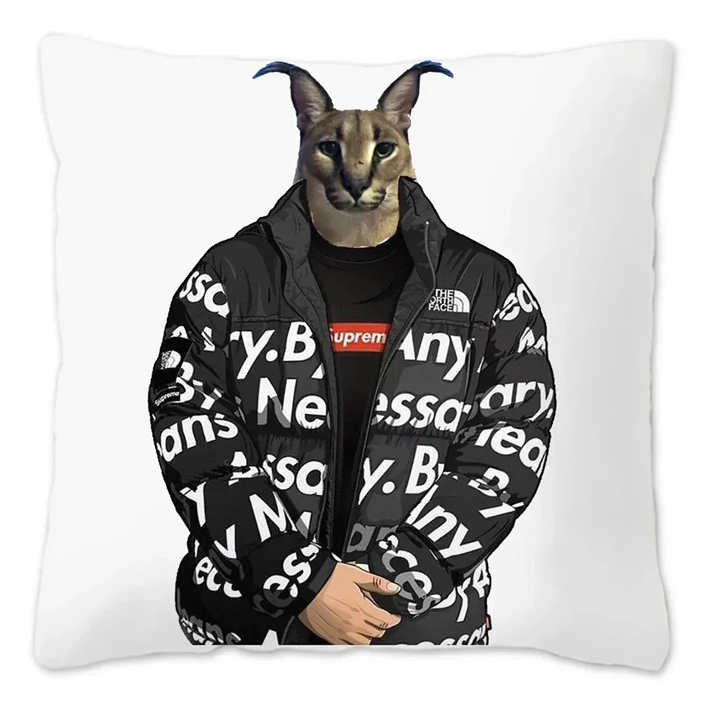 Floppa Cute Meme Cushion Cover 40x40 Home Decor Dakimakura Funny Caracal Cat Throw Pillow Case for Living Room Housse De Coussin