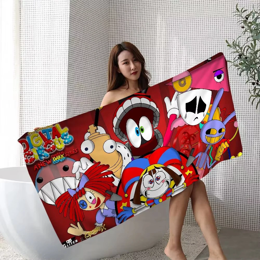 Popular Anime The Amazing Digital Circus Bath Towel Microfiber Soft Water Absorbing Breathable For Girl Kids Cartoon Beach Towel