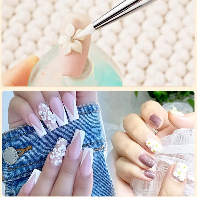 Espátula para escultura de doble extremo, bolígrafo tallado para decoración de uñas, punta de esmalte de Gel UV, pluma de pintura de flores tallada 3D, herramientas de manicura para escultura DIY