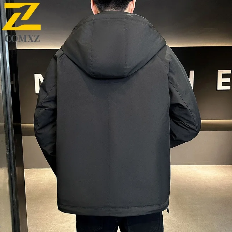 COMXZ Down Jacket 2025 Warm Windproof Outdoor Workwear Skiing Puffer Jacket High-Quality Minimalist Winter Jacket Men's Clothing