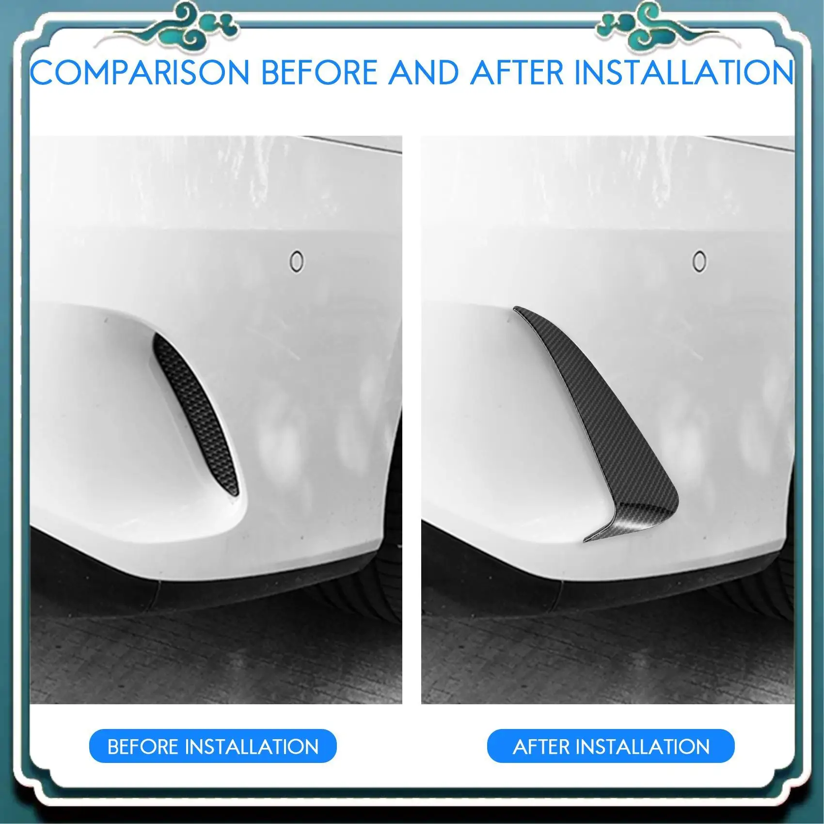 

Premium For Benz C Class W205 C43 C63 Amg Carbon Fiber Look Rear Bumper Air Vent Cover 2014-2019 2Pcs