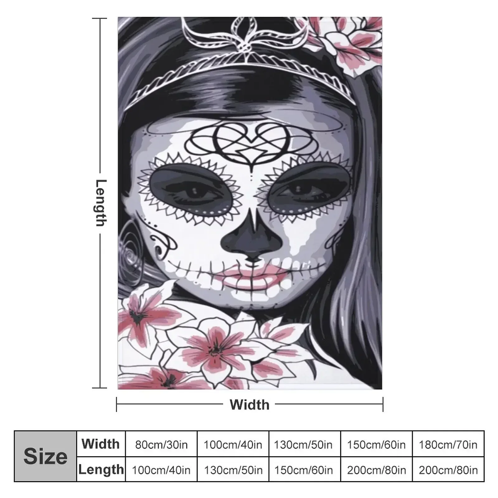 day of the dead Skull (dia de los muertos calavera) Throw Blanket couch cozy soft plush fuzzy picnic outdoor blanket