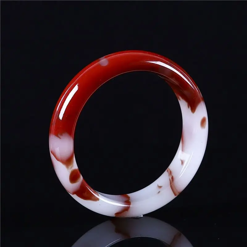 

Pure Natural Hetian Jade Chicken Blood Jade Bracelet Women's Genuine Goods Agate Bracelet