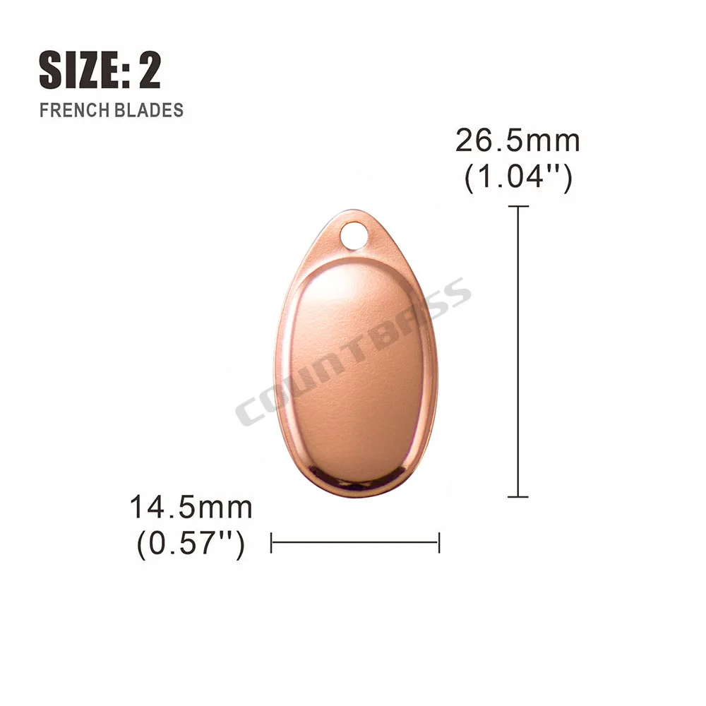 COUNTBASS 50 Stück Größe 0–6, vernickelter Stahl, glatte französische Spinnerklingen, Nickel-Finish, DIY-Angelköder, Tackle Craft