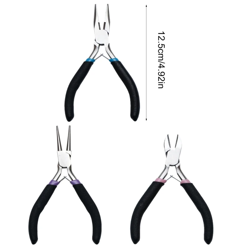 3pcs Essential Jewelry Making Pliers Set Metal Wire Cutter Bracelet Necklace Beading Plier Reliable Jewelry Accessories N2UE