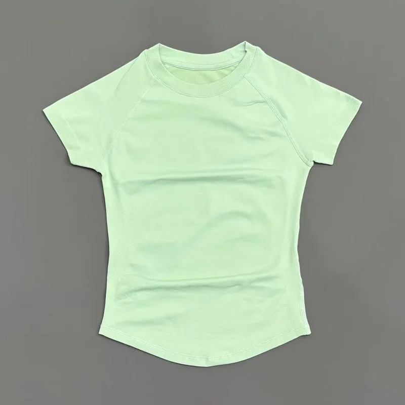 Sporttop met korte mouwen Dames Running Sport T-shirt Zomer Korte mouw Ronde hals Ademend Rekbaar Gym Yoga Fitness Top