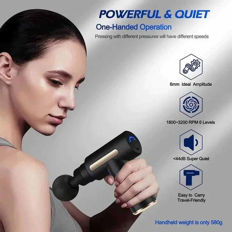 Pistola portátil para Fascia, masajeador por vibración para cuerpo, cuello, espalda, alivio de la gota, relajación muscular profunda, Fitness, adelgazante