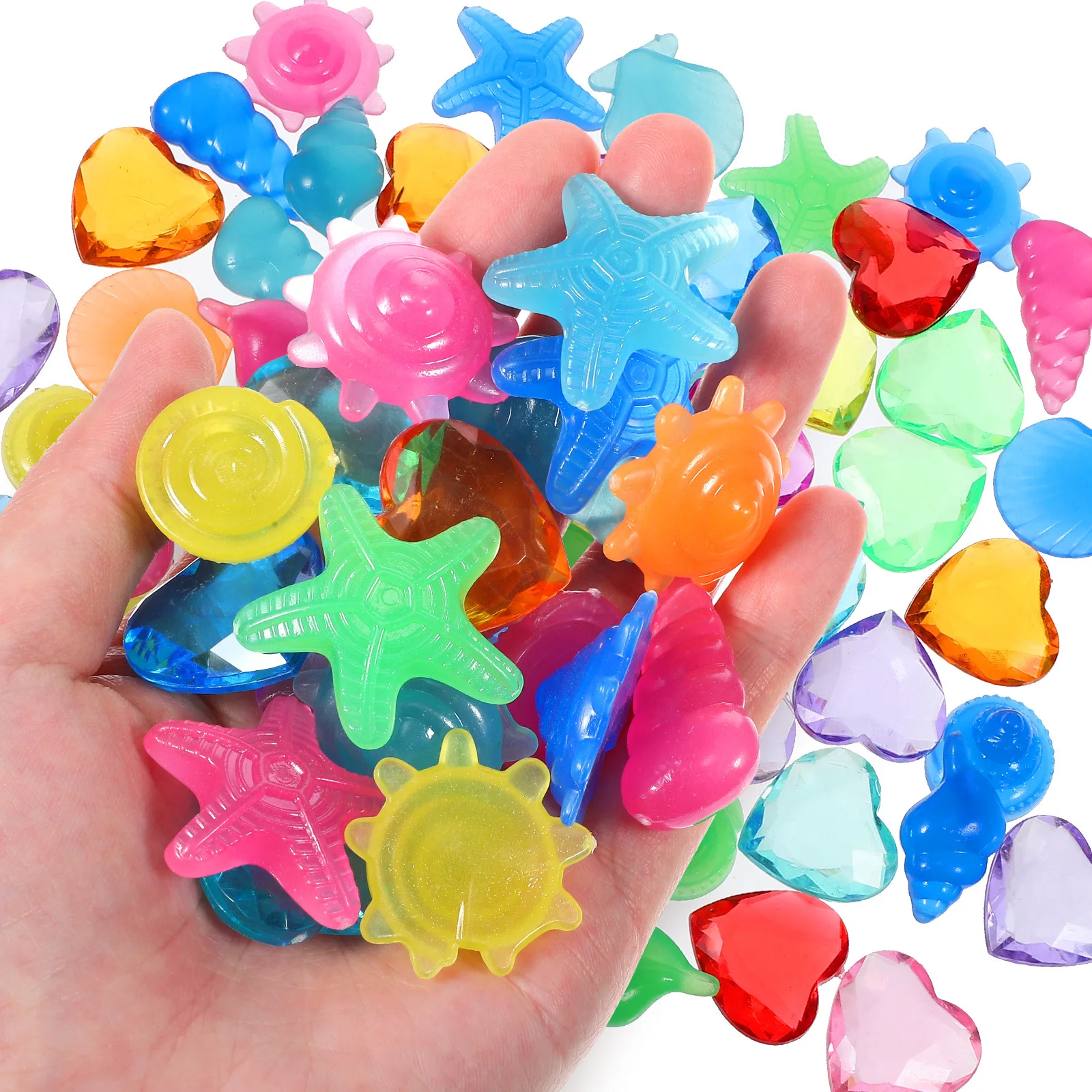 1 Set Pirate Treasure Chest Diving Gems Glowing Plastic Diamonds For Pool Party Favors Beach Games Decorative Gems Vase